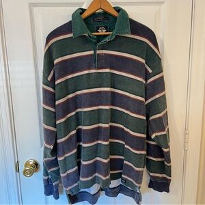 Dockers Vintage 90s Streetwear Mens Large Striped Collared Pullover Sweater